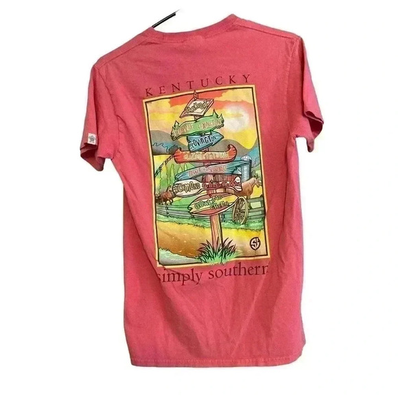 SIMPLY SOUTHERN COLLECTION SIZE SMALL PINK TEE WITH DESIGN - Picture 2 of 3